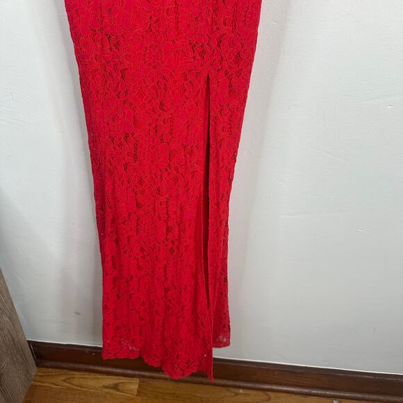 Lulus Caterina Red Lace Off-the-Shoulder Maxi Dress - Picture 7 of 10